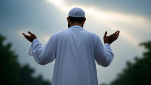 Muslim hands praying for forgiveness